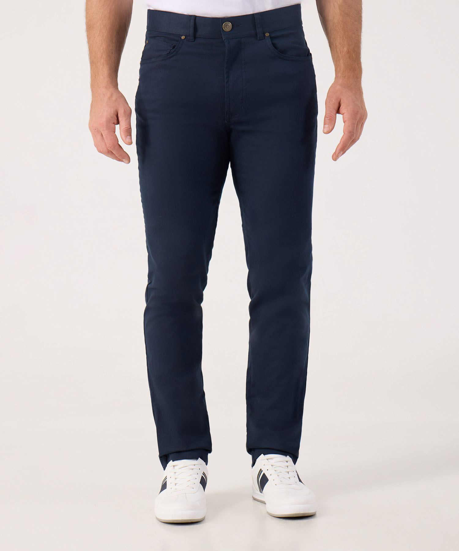 Pantal&oacute;n 5 Bolsillos Unicolor Con Silueta Slim Fit, C&iacute;trico Marinero